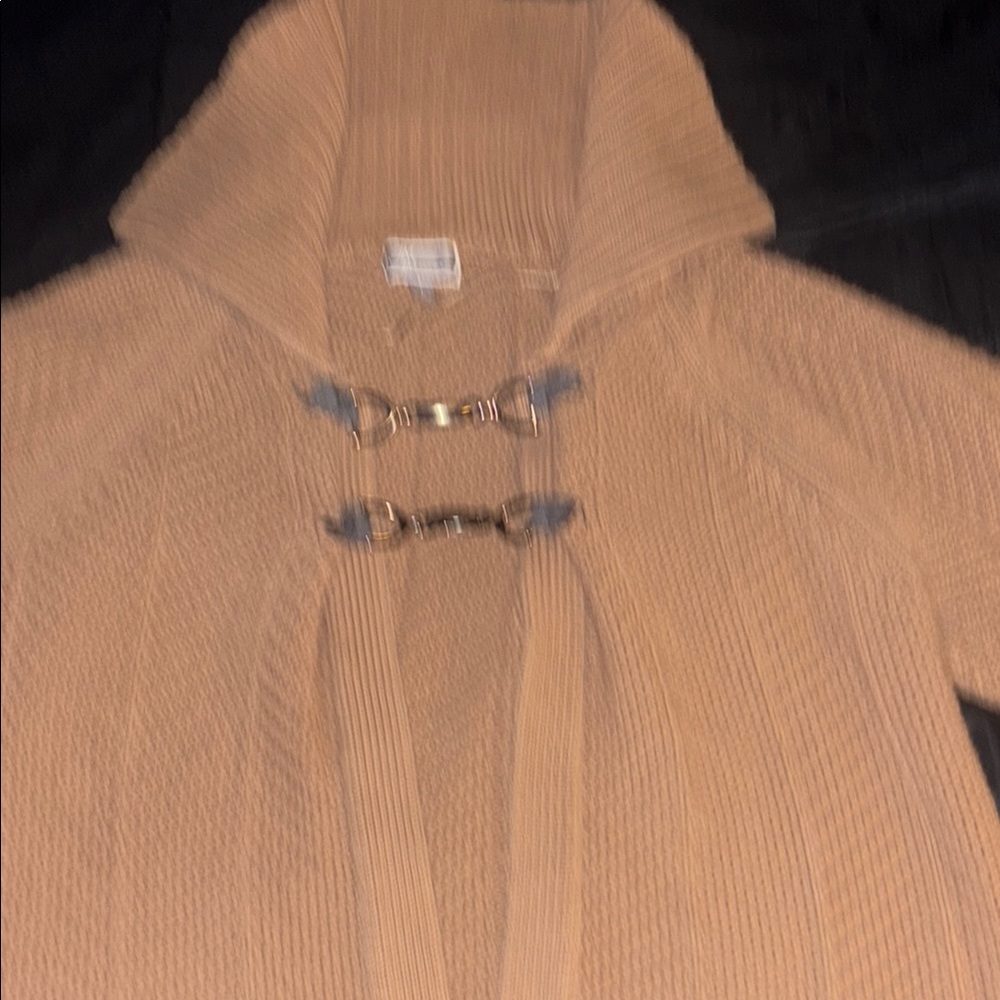 JM Collection Tan Hooded Cardigan with Chunky Knit